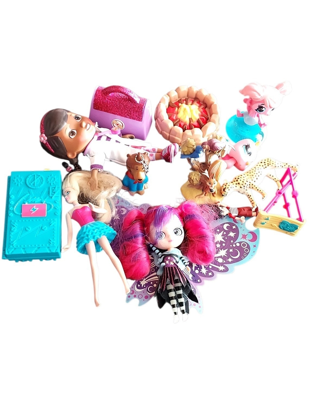 Assorted Kids Toy Figures and Accessories - Pink, Purple, Blue Mix
